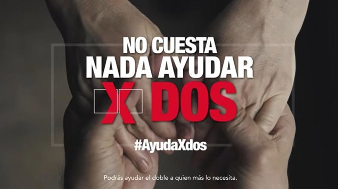 Cartel campaña de Cáritas 'No cuesta nada ayudar X dos'