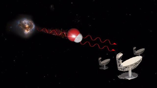 Impresión artística de un megamaser detectado por radiotelescopios.