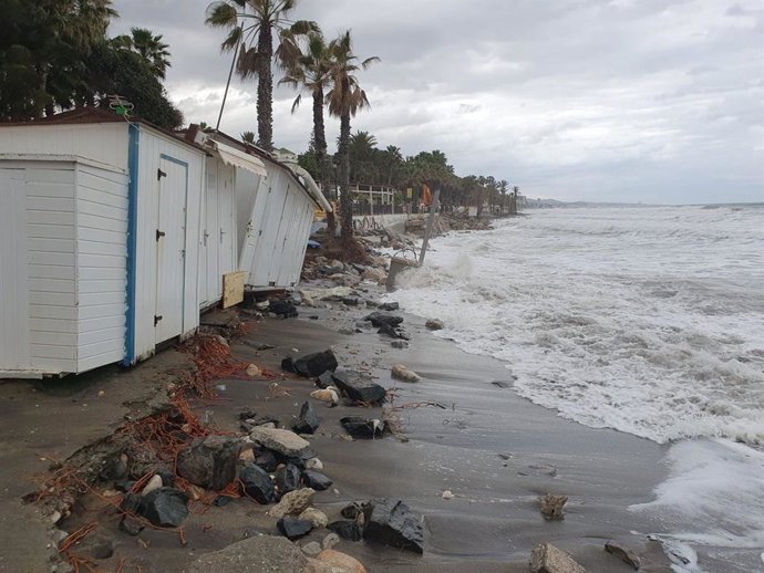 Temporal que ha afectado a las playas del litoral de la provincia de Málaga