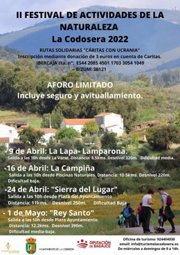 Cartel de rutas solidarias dentro del II Festival de Actividades de la Naturaleza de La Codosera