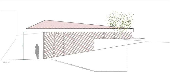 Alzado del proyecto de rehabilitación de la bodega medieval de Calatayud.