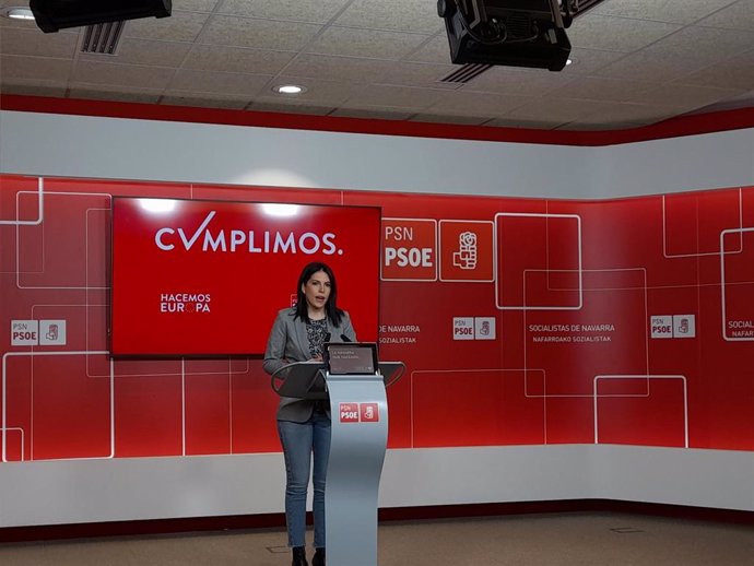 La eurodiputada socialista Adriana Maldonado, durante la rueda de prensa