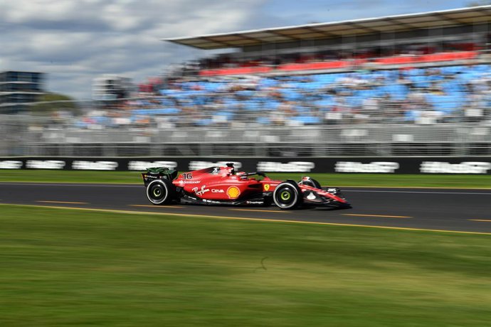 Charles Leclerc of Ferrari during Practice 1 for the Formula 1 Australian Grand Prix 2022 at the Albert Park Grand Prix Circuit in Melbourne, Friday, April 8, 2022. (AAP Image/Joel Carrett) NO ARCHIVING, EDITORIAL USE ONLY