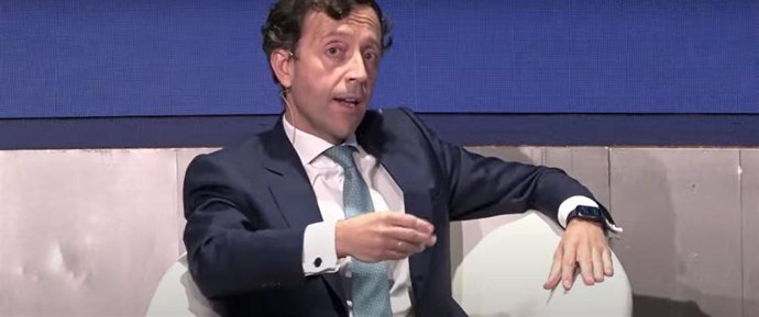 El responsable de BlackRock Iberia, Aitor Jauregui, durante el foro económico Wake Up Spain 2022 de El Español, Invertia y D+I