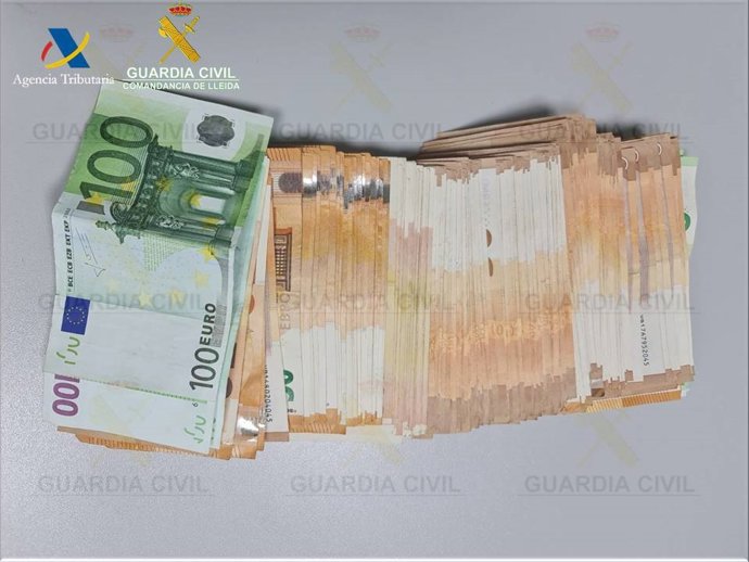 Dinero intervenido el jueves en la aduana de Farga de Moles (Lleida)