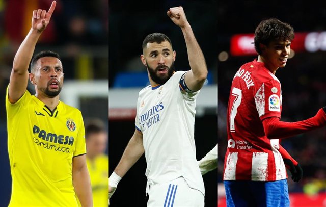 Francis Coquelin (Villarreal), Karim Benzema (Real Madrid) y Joao Félix (Atlético de Madrid)