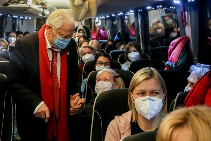 Autobús con refugiados ucranianos, a 7 de abril de 2022