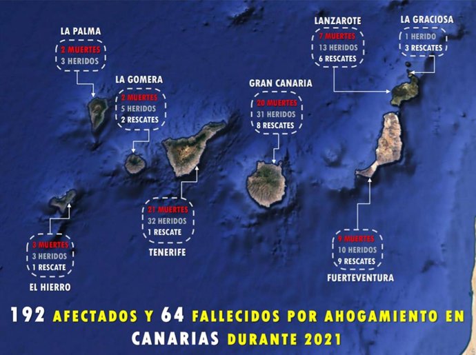 VI Mapa de Accidentes Acuáticos de Canarias, con datos de 2021