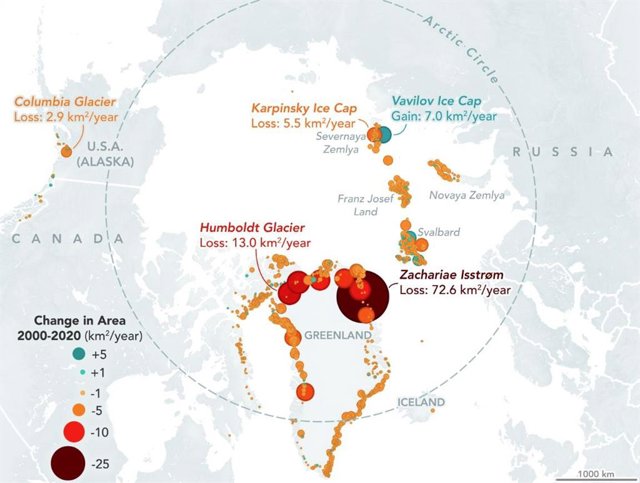 Retroceso de glaciares árticos que se internan en el mar