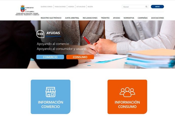 Nueva web Comercio y Consumo Cantabria