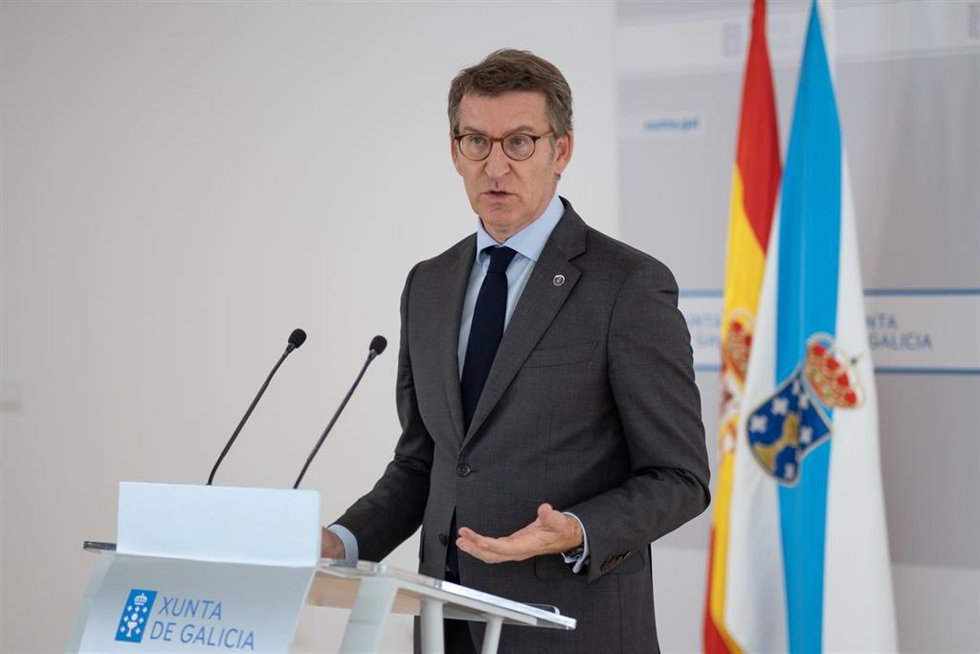Feijóo en la rueda de prensa posterior al Consello de la Xunta.