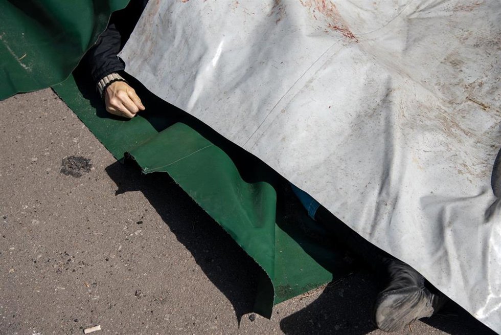 Una víctima del ataque de Kramatorsk, en Ucrania. 