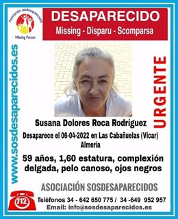 Cartel alertando de la desaparición de Susana Dolores Roca Rodríguez