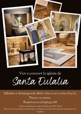 Cartel de las visitas que APIT retoma en la iglesia de Santa Eulalia en Toledo.