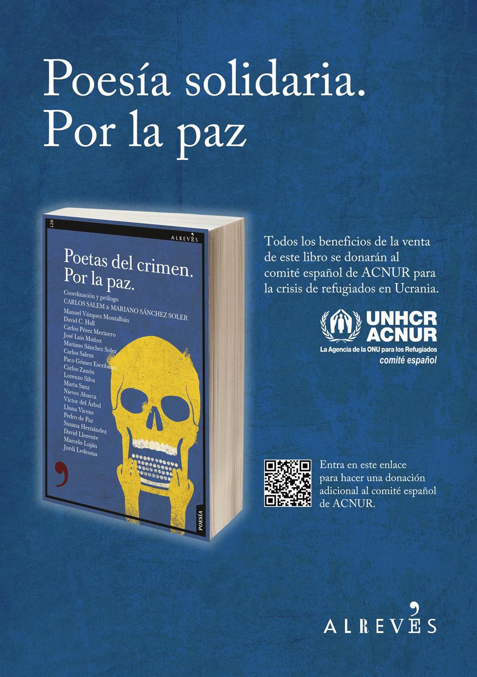 Portada del poemario benéfico 'Poetas del crimen. Por la paz' publicado por Editorial Alrevés