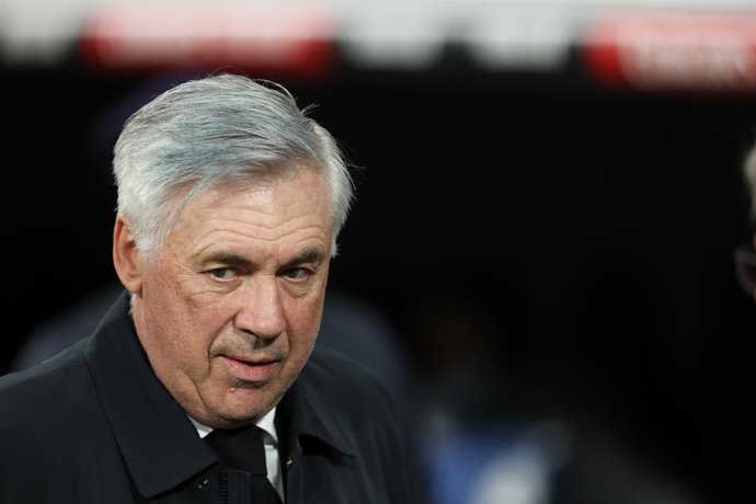 Carlo Ancelotti, coach of Real Madrid, looks on during the spanish league, La Liga Santander, football match played between Real Madrid and Getafe CF at Santiago Bernabeu stadium on april 09, 2022, in Alcobendas, Madrid, Spain.