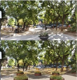 Imagen de los espacios verdes en la plaza del Doctor Letamendi de Barcelona