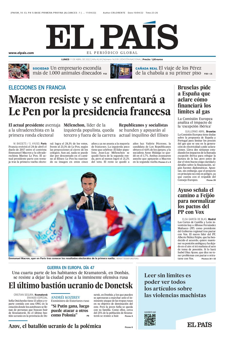 Portada de EL PAÍS
