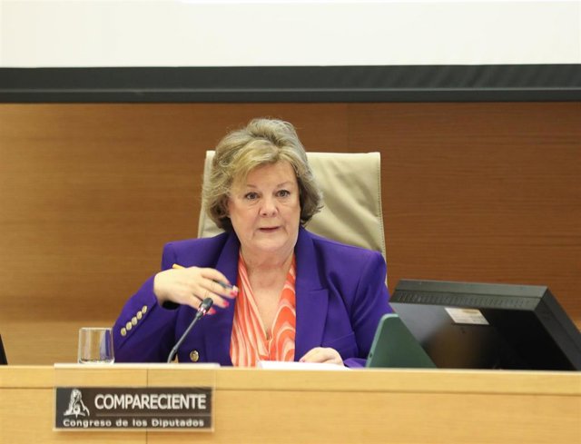 La presidenta del Tribunal de Cuentas, Enriqueta Chicano, a su llegada a la Comisión Mixta para las Relaciones con el Tribunal de Cuentas, en el Congreso