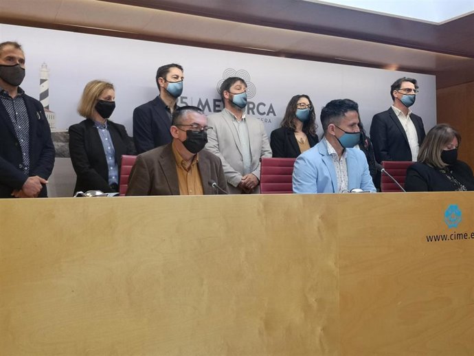 Rueda de prensa de los representantes de MÉS per Menorca en el Consell de Menorca explicando los motivos de su dimisión en bloque