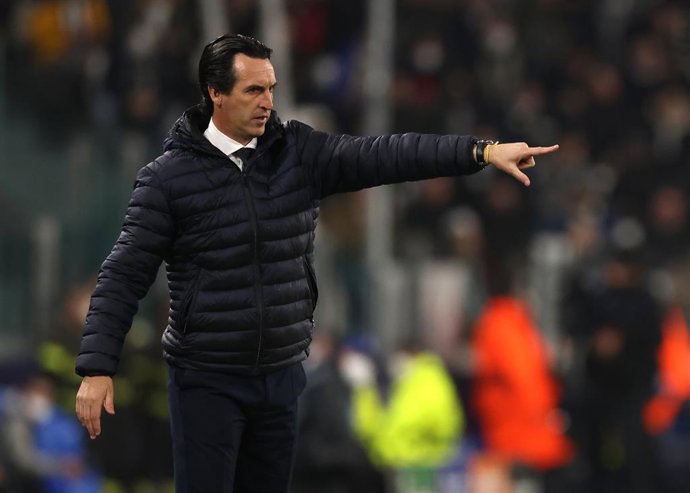 16 March 2022, Italy, Turin: Villarreal Head coach Unai Emery gestures on the touchline during the UEFA Champions League Round of 16 Second Leg soccer match between Juventus FC and Villareal CF at Allianz Stadium. Photo: Jonathan Moscrop/CSM via ZUMA Pr