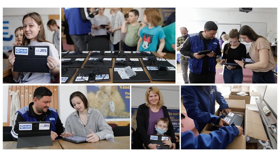 Entrega de tablets a niños ucranianos en Rumania