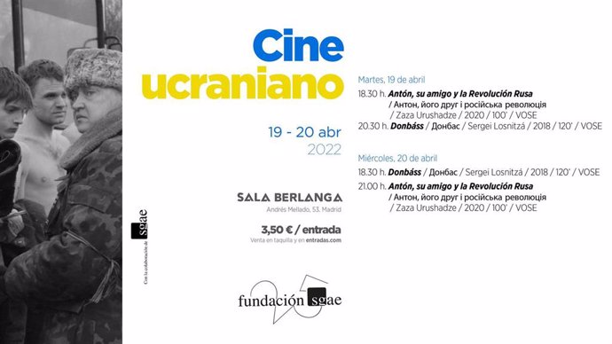Cartel del ciclo de cine sobre Ucrania en la Sala Berlanga de Madrid.