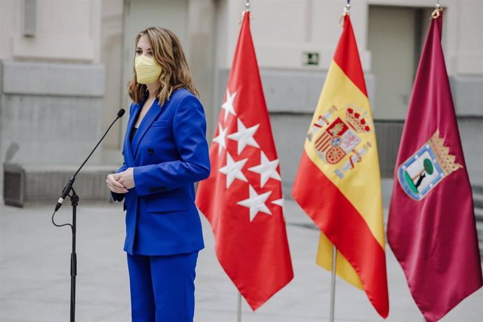 La portavoz del PSOE en el Ayuntamiento, Mar Espinar, comparece durante una sesión plenaria en el Ayuntamiento de Madrid 