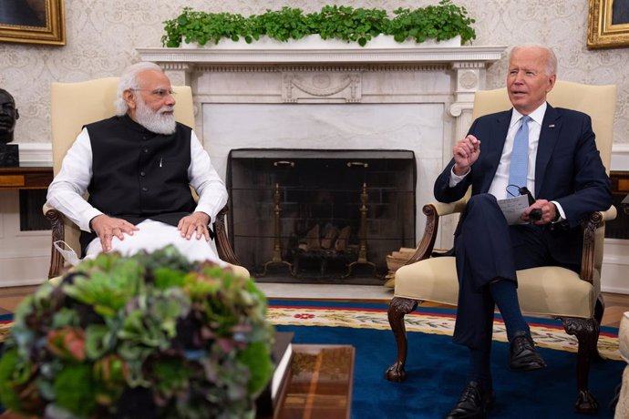 El primer ministro de India, Narendra Modi, y el presidente de EEUU, Joe Biden.
