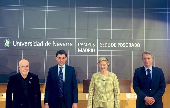 De izda. A dcha., Ángel Alloza, Álvaro Lleó, Nuria Chinchilla y Carlos Rey, durante la presentación del Purpose Strength Index.