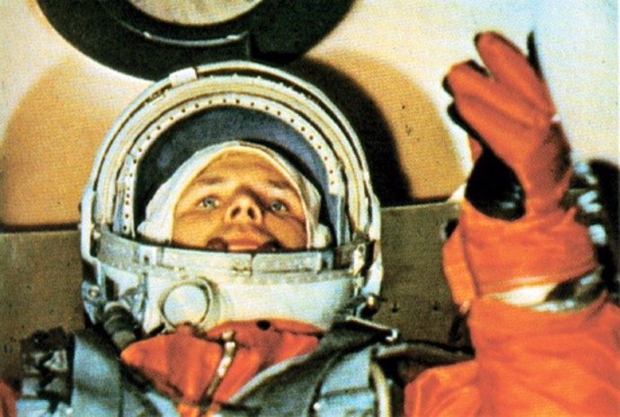 Gagarin justo antes del despegue