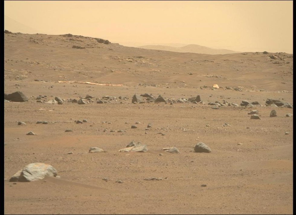 Paracaidas y cárcasa del sistema de aterrizaje del rover Perseverance
