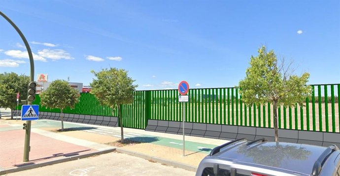 Recreación del cerramiento que se instalará en el mercadillo de Alcosa.