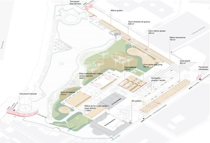 El Ayuntamiento prevé empezar la remodelación del parque de la Espanya Industrial en primavera de 2023