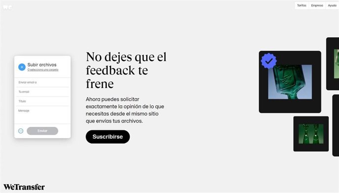 Captura de la página web de WeTransfer