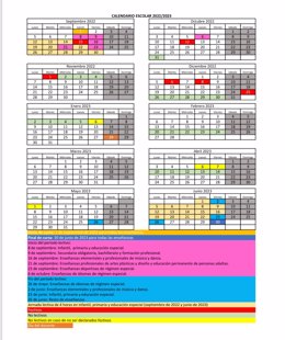 Calendario escolar del curso 2022-2023