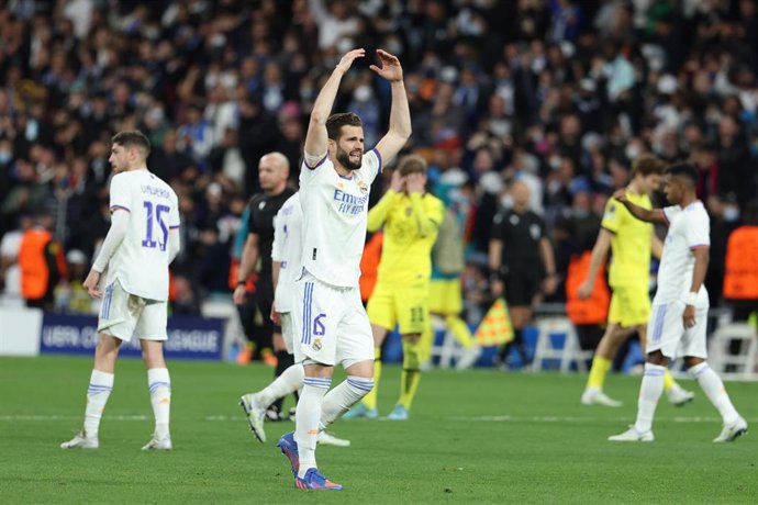 Nacho Fernández celebrando un gol del Real Madrid ante el Chelsea