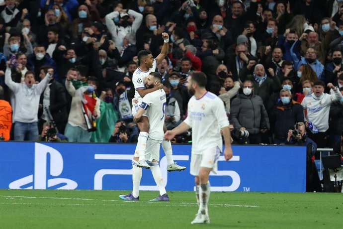 Rodrygo Silva De Goes of Real Madrid celebrates a goal during the spanish league, La Liga Santander, football match played between Real Madrid and Chelsea FC at Santiago Bernabeu stadium on april 12, 2022, in Madrid, Spain.