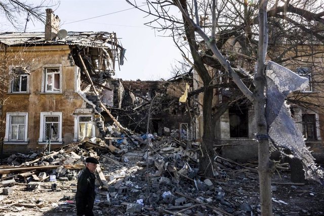 Zona residencial destruida en Mikolaiv, Ucrania. 
