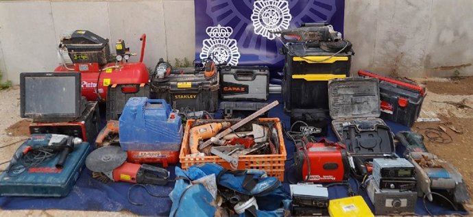 Objetos recuperados en una operación policial