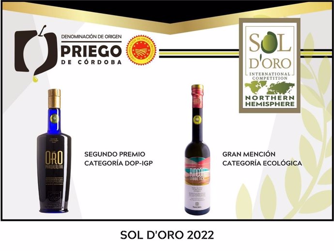 La DOP Priego de Córdoba consigue dos premios en el concurso de AOVE Sol d'Oro 2022 en Verona (Italia).