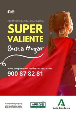 Cartel de la campaña de la Junta para fomentar la acogida de menores por parte de familias andaluzas.