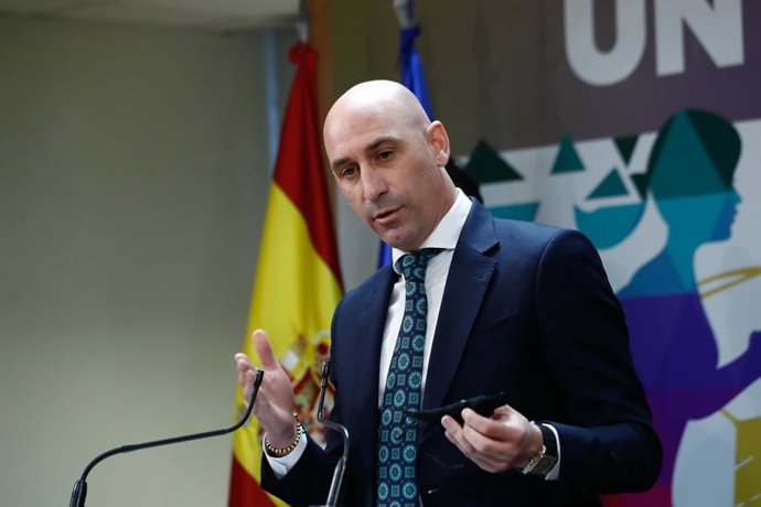 Archivo - Luis Rubiales attends during the presentation of the Statutes of the Women's Professional Soccer League held at the CSD on March 14, 2022, in Madrid, Spain.