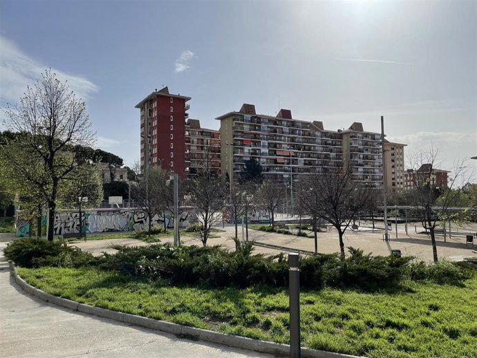 Plaza de les Pedreres en el barrio de Can Baró de Barcelona.