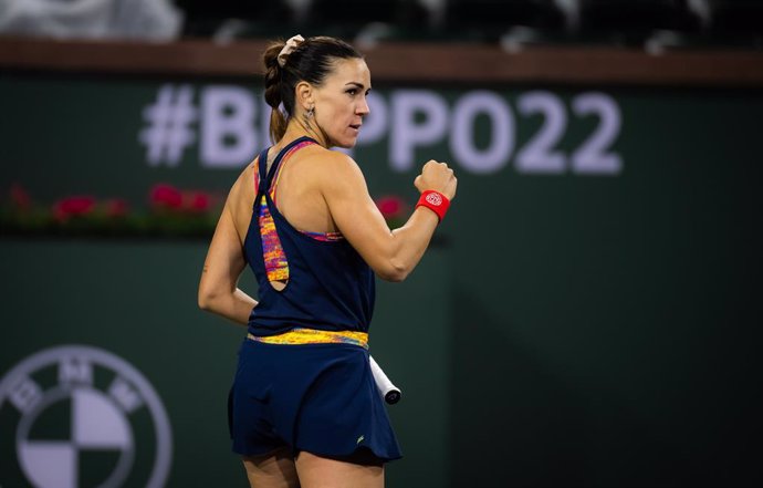 Archivo - Nuria Parrizas Diaz of Spain in action during the first round of the 2022 BNP Paribas Open WTA 1000 tennis tournament against Shelby Rogers of the United States