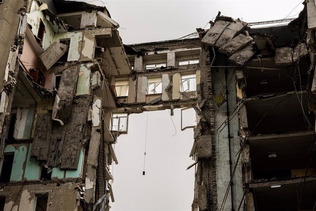 Destrucción en Mikolaiv durante la guerra de Ucrania 