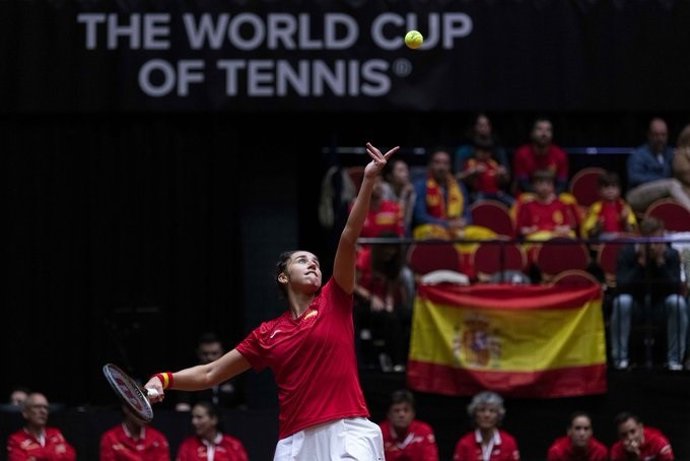 La tenista española Sara Sorribes en la Copa Billie Jean King
