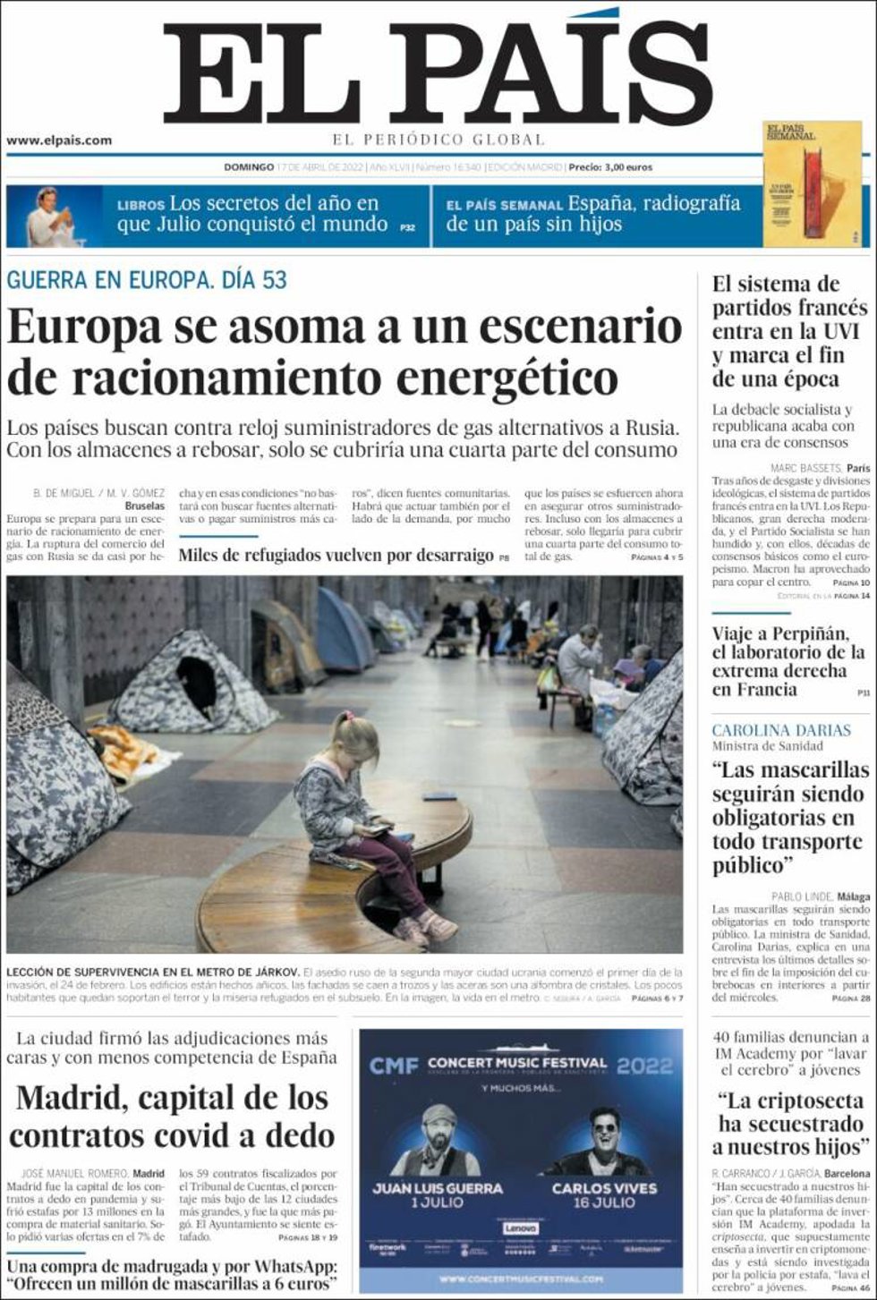 Portada de El País