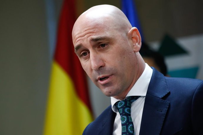 Archivo - Luis Rubiales attends during the presentation of the Statutes of the Women's Professional Soccer League held at the CSD on March 14, 2022, in Madrid, Spain.