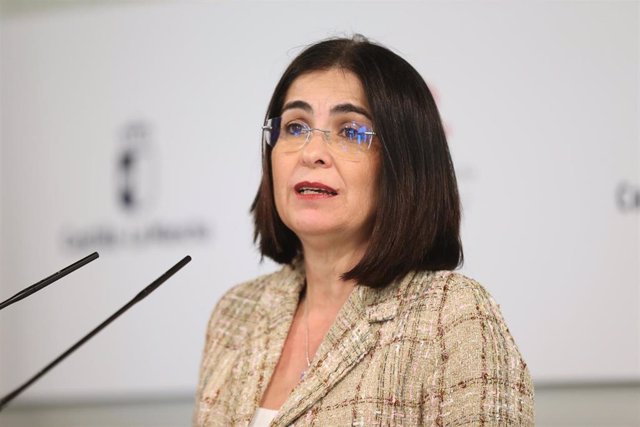 La ministra de Sanidad, Carolina Darias, comparece en rueda de prensa tras una reunión del Consejo Interterritorial de Salud, en la sede de la Presidencia autonómica de Castilla-La Mancha, a 6 de abril de 2022, en Toledo, Castilla-La Mancha (España).